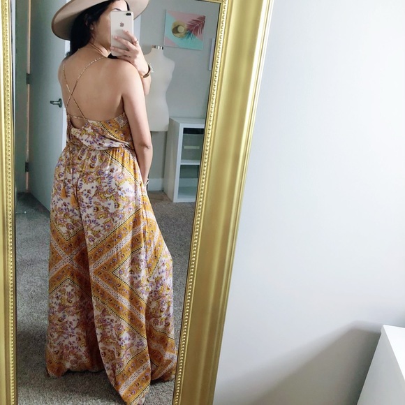 SOLD🥊JAASE Marigold Paisley Jumpsuit Boho Style M - Picture 6 of 10